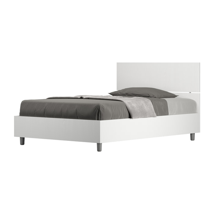 Letto una piazza e mezza con rete 120x190 testata dritta bianco frassino Demas