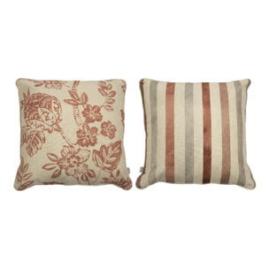 Lot de 2 housses de coussin BARCELONA - corail/gris