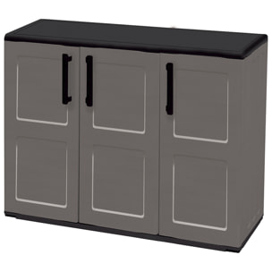 Armario de mediana altura en polipropileno, material reciclable y ecológico sostenible, está equipado con bisagras de acero y estantes ajustables, dim