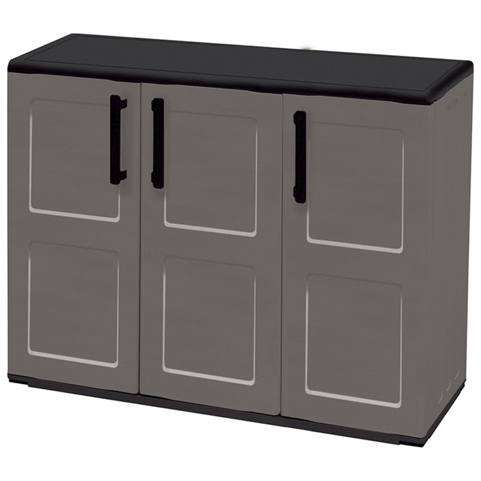 Armario de mediana altura en polipropileno, material reciclable y ecológico sostenible, está equipado con bisagras de acero y estantes ajustables, dim