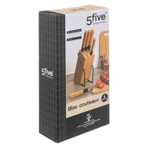 Bloc 5 couteaux manche bambou Black Bambou