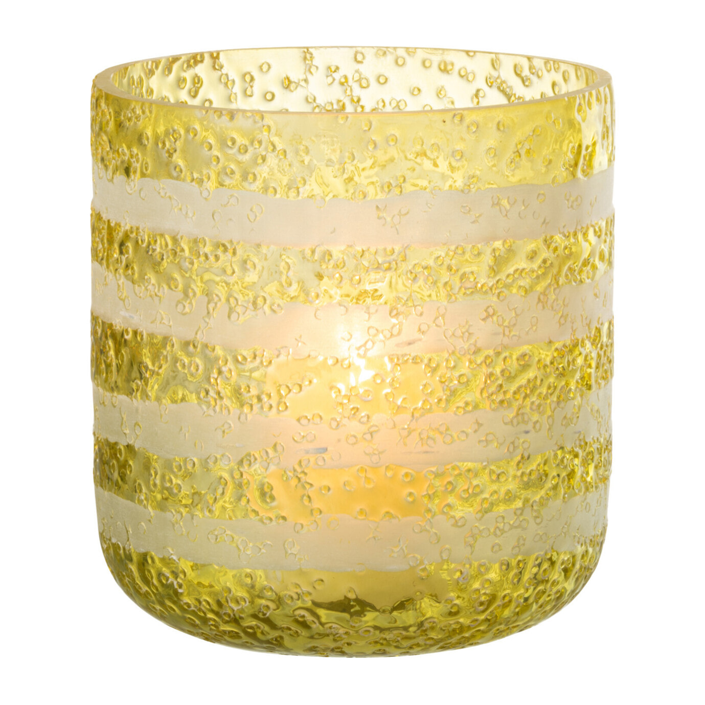 J-Line photophore Lignes - verre - jaune/blanc - large