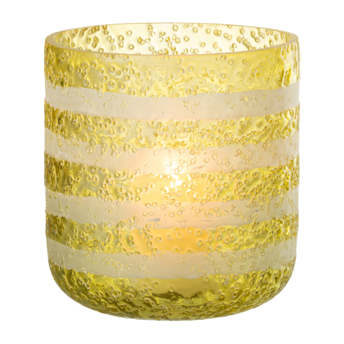J-Line photophore Lignes - verre - jaune/blanc - large