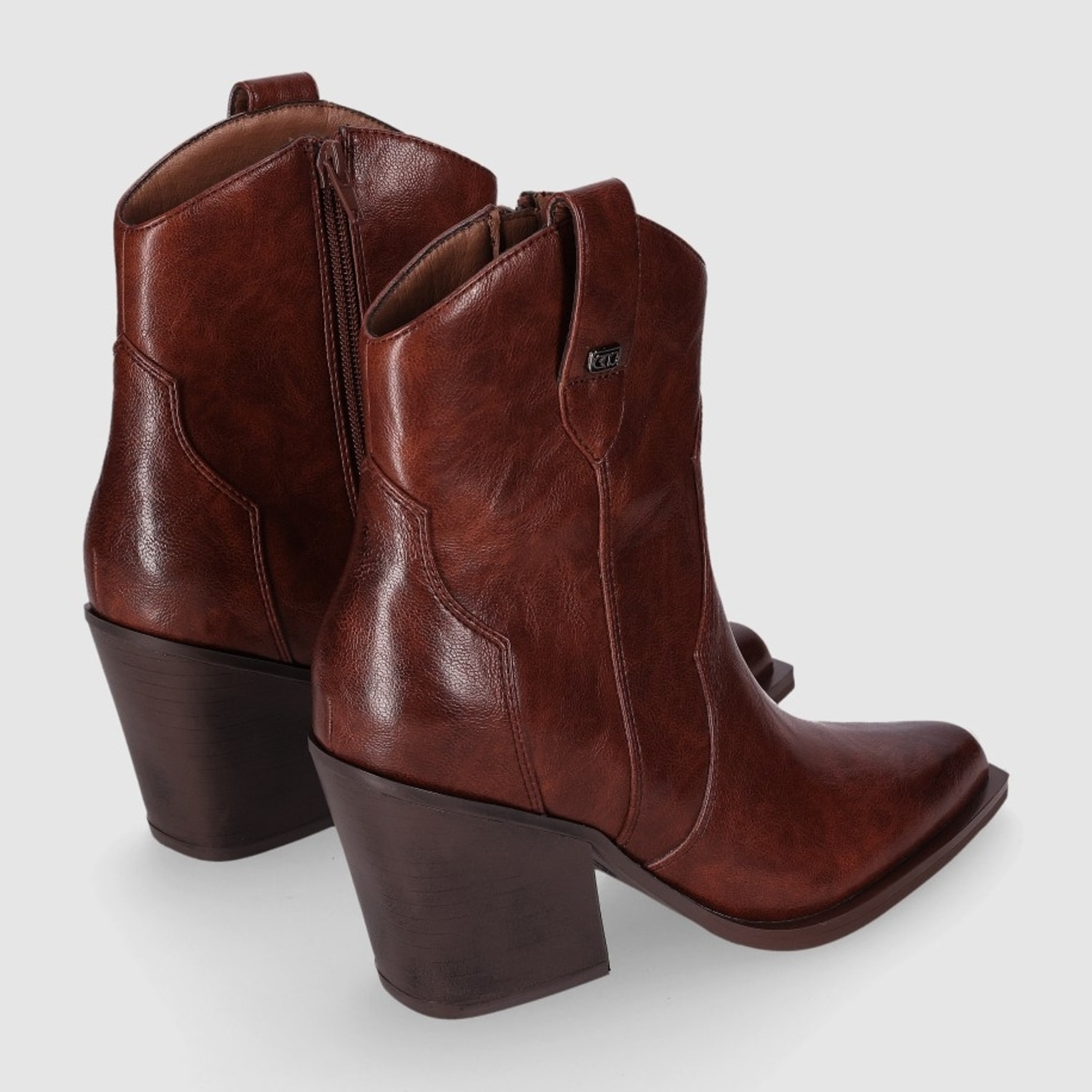 Botines de Piel Sintética - Cuero - Tacón: 7 cm