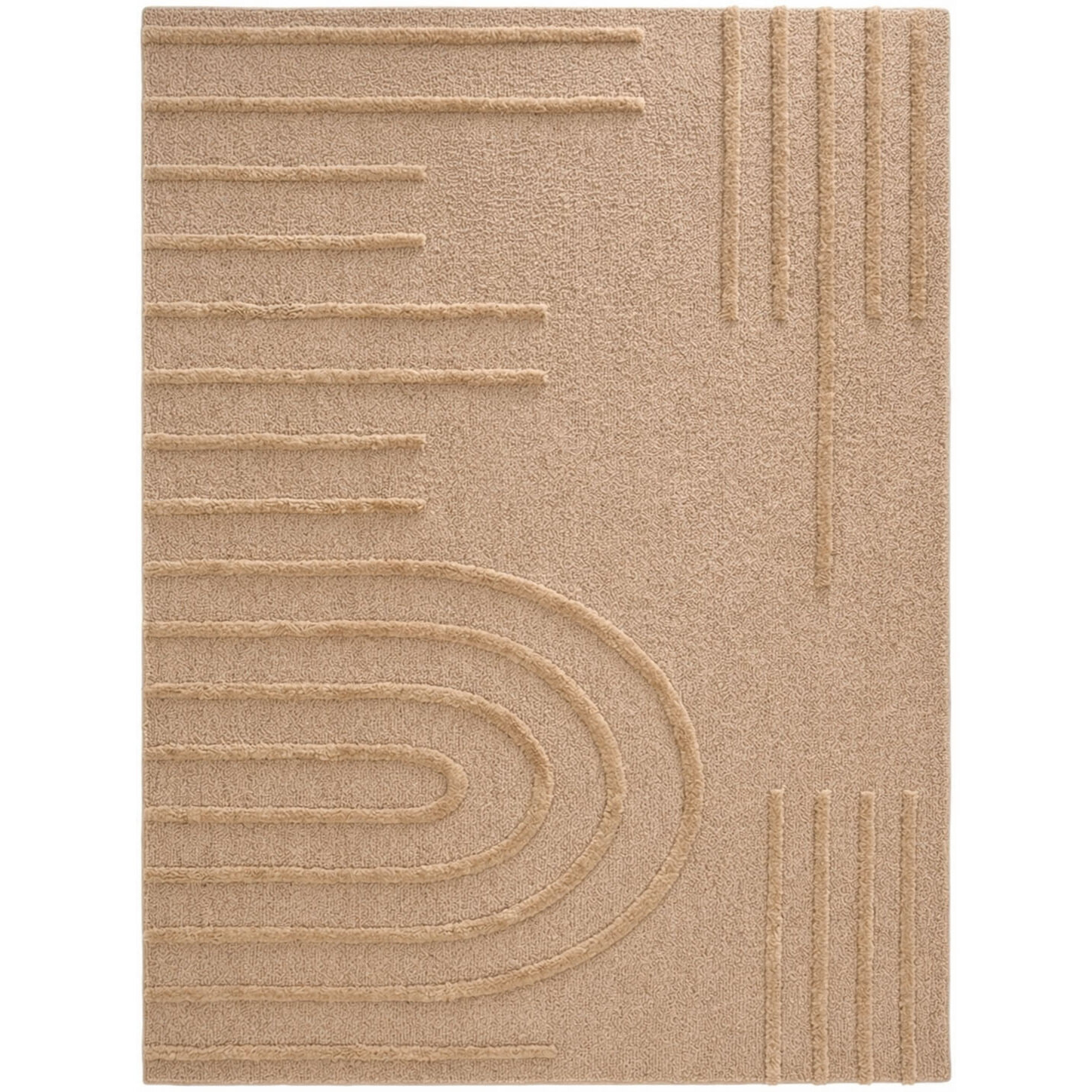 HARMONIE - Tapis de salon beige à motif en relief
