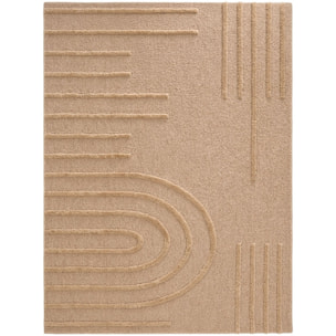 HARMONIE - Tapis de salon beige à motif en relief