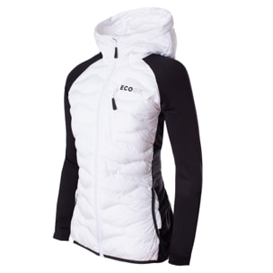 Chaqueta para mujer ECOON ECOActive Hybrid Insulated Jacket with cap Women - Blanco / Negro