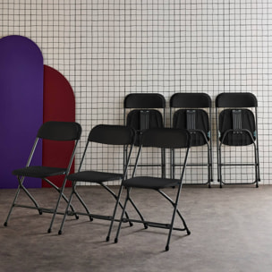 Chaises de réception pliantes – Fiesta – 6 chaises d'appoint en plastique gris foncé et métal