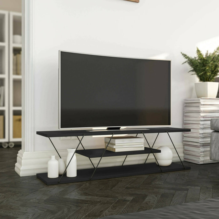 Mobile porta TV Desdemona, Credenza da soggiorno, Armadio basso per TV, Base parete attrezzata, 120x30h33 cm, Antracite e Grigio