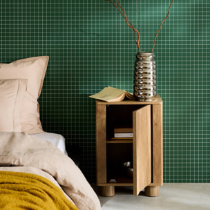 Table de chevet décor bois de manguier 1 porte réversible Pondi