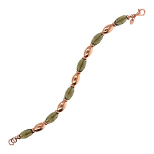 Bracciale in Argento 925 placcato Oro Rosa 18kt con Quarzo Marrone Sfaccettato