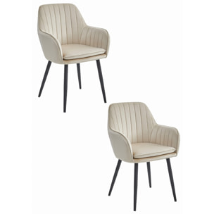 Set di 2 sedie LUGO in velluto beige con gambe nere