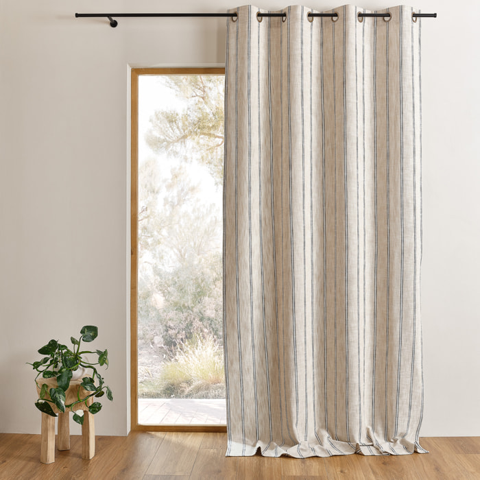 Rideau 100% coton rayures rustiques  LOURMARIN - Beige