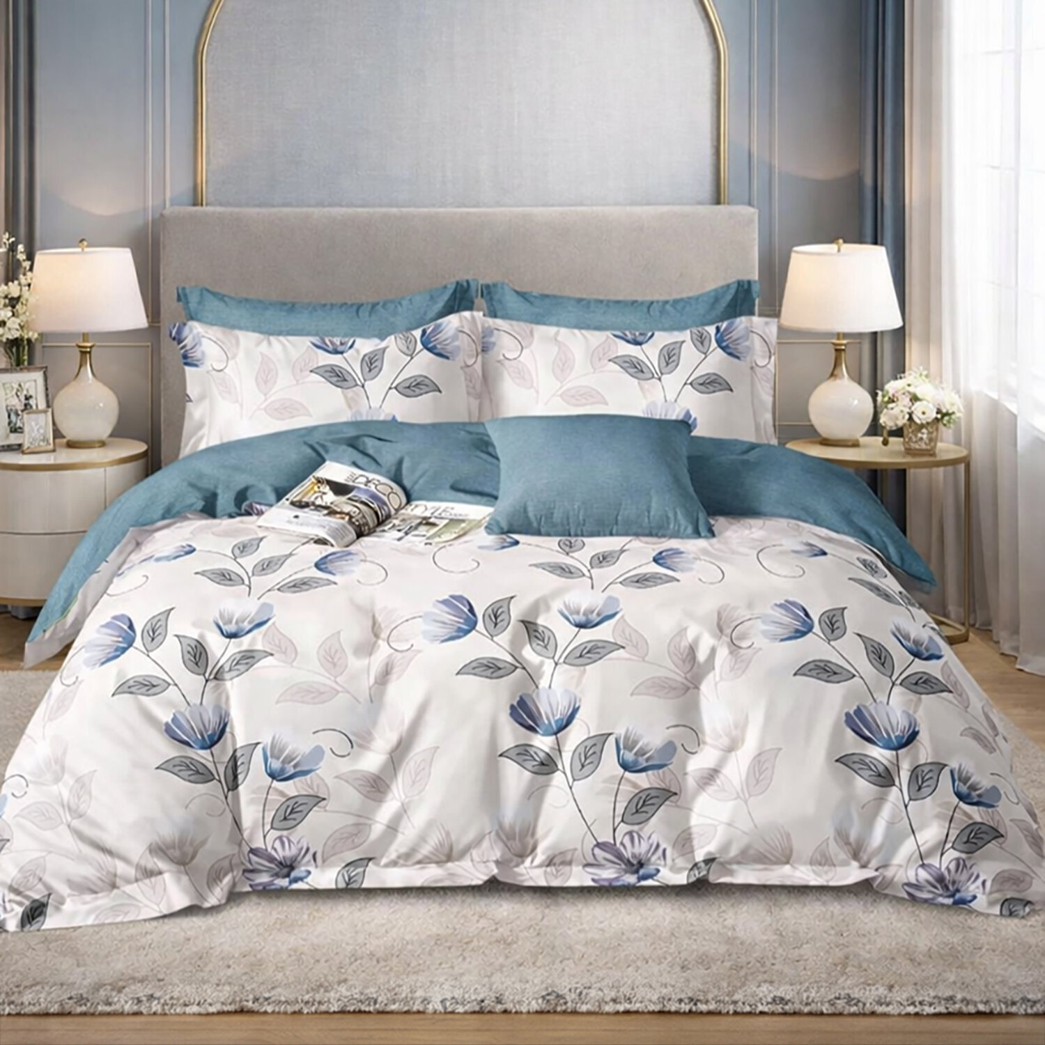Parure housse de couette 100% coton - Caldie imprimé floral