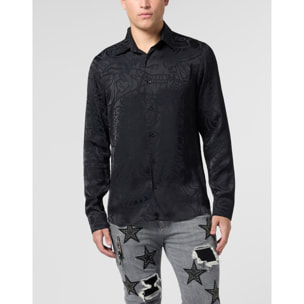 PHILIPP PLEIN Loose Fit Silk Shirt Dragon Skull