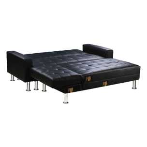 Canapé d'angle convertible et réversible "Theo" - 260 x 82/144 x 81 cm - 4 places - Noir