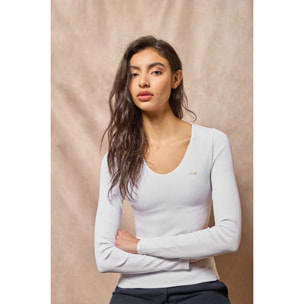 Camiseta blanca Penelope con detalle de botón nacarado Polo Club