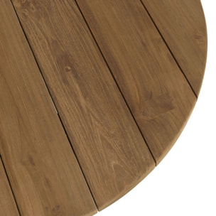 KALLY - Table basse de jardin ronde en bois de teck recyclé naturel D80cm