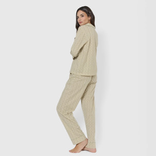 Camicia lunga da caccia in cotone con motivo mandolia