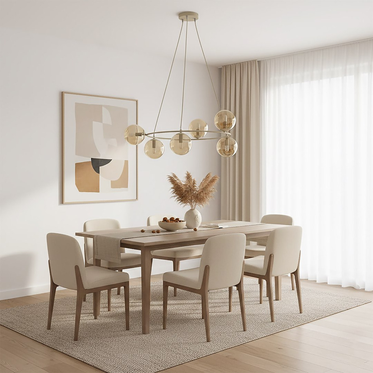 Lampada a sospensione AZURA in acciaio beige e vetro ambrato