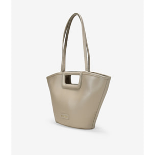 Bolso capazo beige con asas de mano