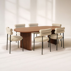 Ensemble table ovale et 6 chaises beige