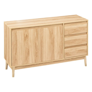 Buffet placard 3 tiroirs effet chêne naturel "Abana"