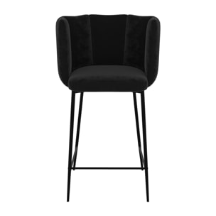 Lot de 2 chaises pour îlot central 67 cm en velours noir - Rosy