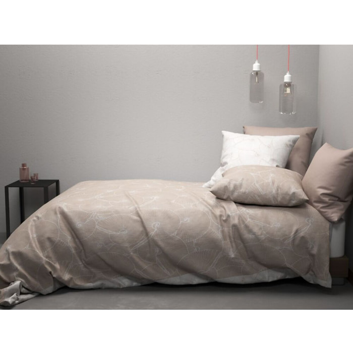 Parure Housse De Couette 3pcs 100% coton Lyocell 57fils Plage Revers.