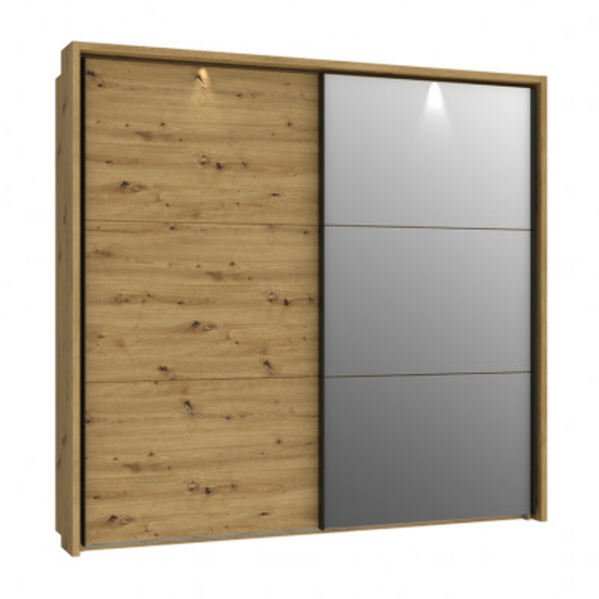 Armoire Dressing 2 portes coulissantes LED & miroir L230cm - IBIZA