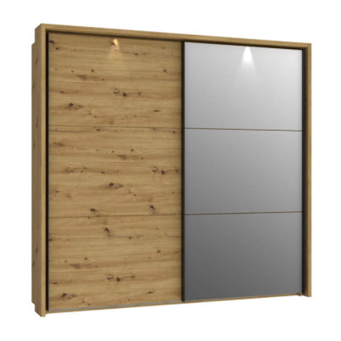Armoire Dressing 2 portes coulissantes LED & miroir L230cm - IBIZA
