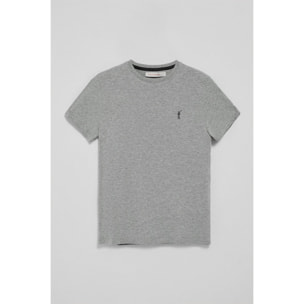 Camiseta gris vigoré de cuello redondo con bordado Rigby Go
