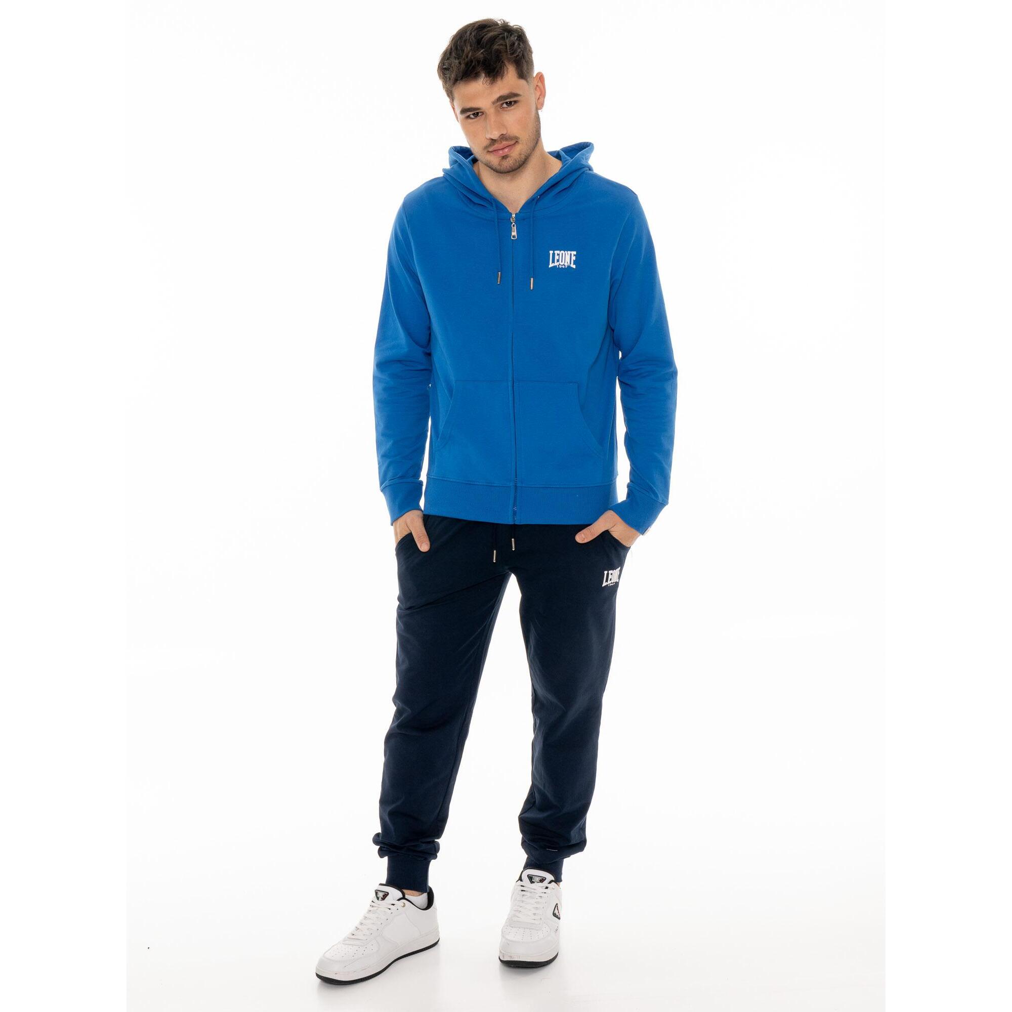 Felpa da uomo con cappuccio e zip non felpata Leone Basic