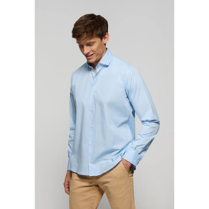 Camisa superslim fit azul celeste de algodón con logo Polo Club