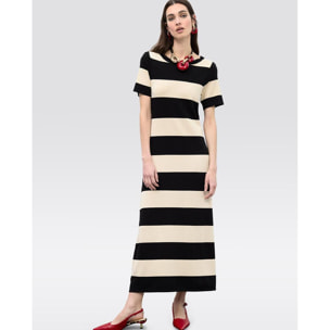 Abito in maglia a righe bicolore