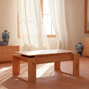Tavolino Rialzabile Da Caffè Con Piano Sollevabile Tavolo Da Soggiorno Pranzo Moderno Salvaspazio Ideale per Mangiare Lavorare 105 x 55 x 45 cm Rovere