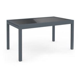 Table de jardin extensible en verre trempé gris foncé 135-270cm