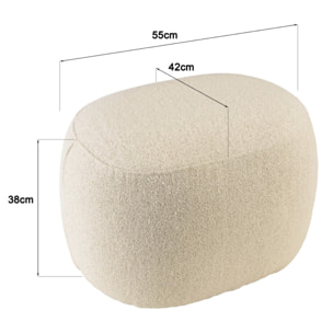LEOPOLD - Pouf forme design n°2 en tissu petite bouclette beige