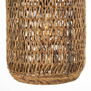 SIXTINE - Suspension 30x30cm en abaca couleur naturelle et teck recyclé