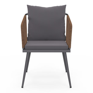 Chaises de jardin Florida en osier avec coussins - lot de 2