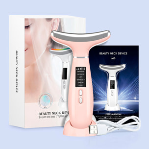 Dispositivo di bellezza 6 in 1 con LED, EMS, ioni, freddo, calore e vibrazione.