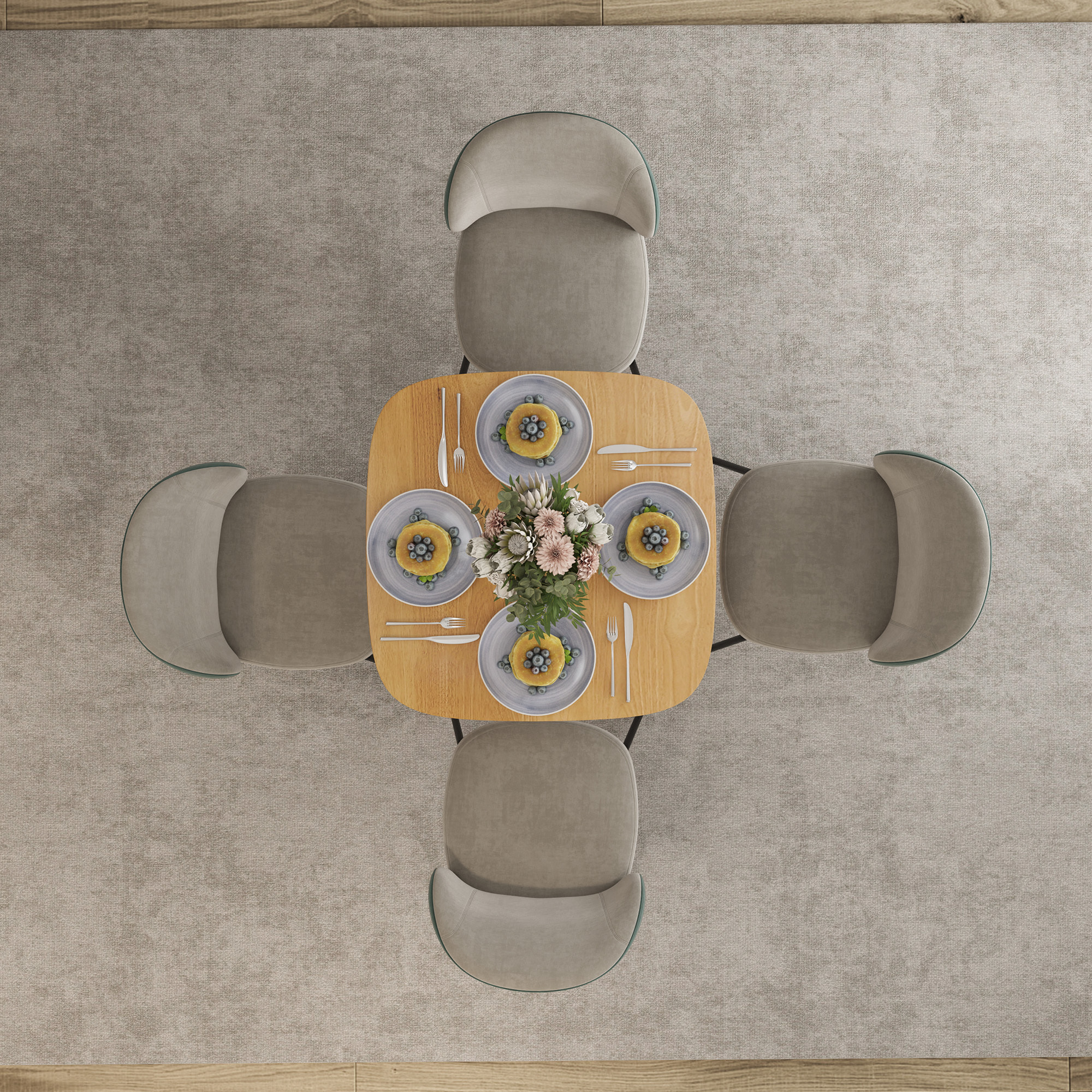 Mesa de Comedor de Madera, Mesa de Cocina Cuadrada para 4 Personas, Base Cuadrada, para Espacios Pequeños, Salón, 70x70x75 cm, Madera Natural