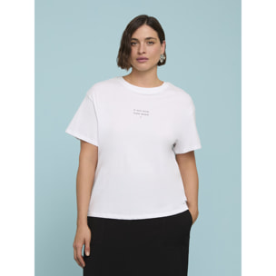 Fiorella Rubino - Camiseta de punto de algodón con frase motivacional - Blanco
