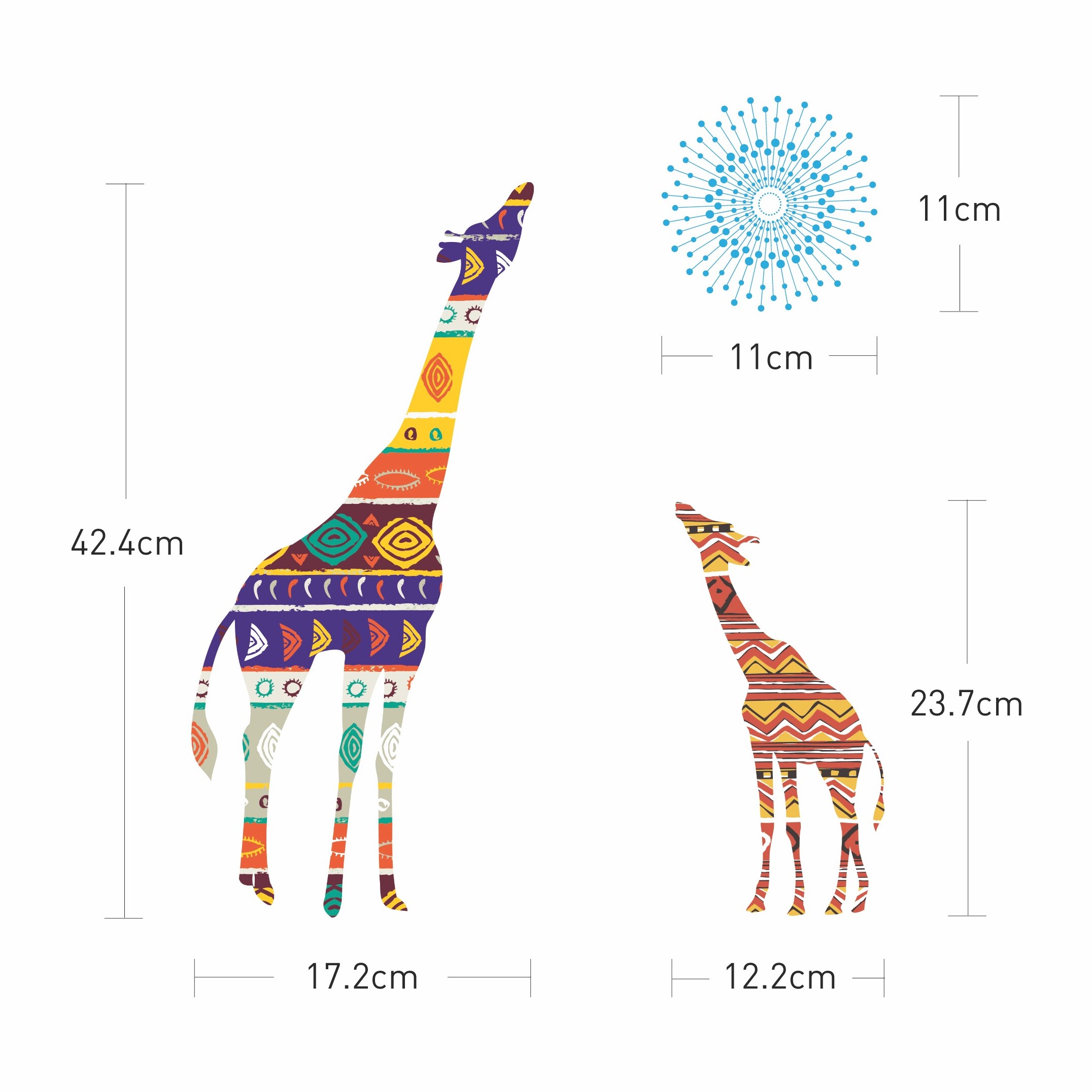 Stickers Muraux décoration adhésifs girafes et étoiles