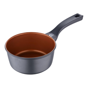 Batería de cocina san ignacio bronze 6pzs - cacerola 24cm con tapa+2x cazo 16cm+sartenes ø20ø24cm+grill 28cm - aluminio fundido apto inducción