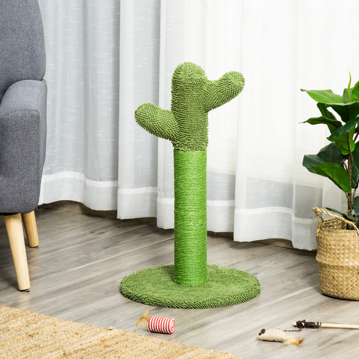 Griffoir chat design cactus H.65 cm sisal polyester vert