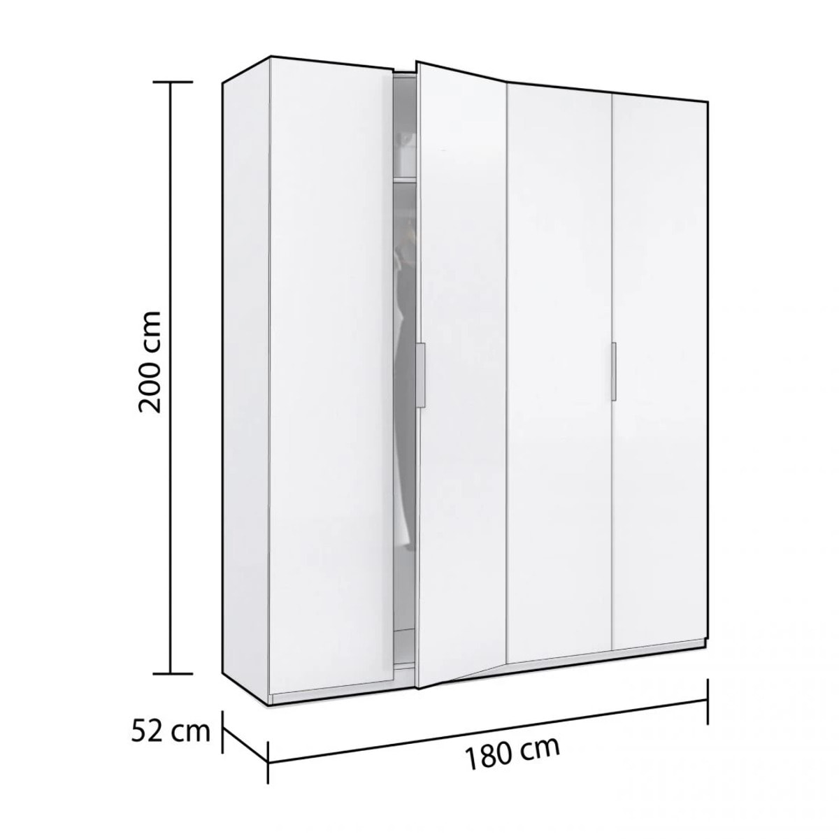 Armario Belar 4 puertas Blanco Brillo