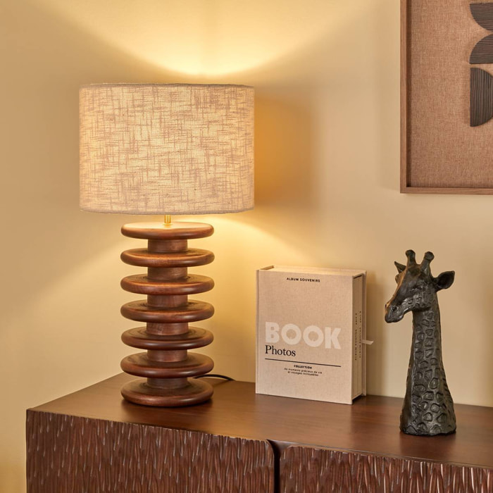 Lampe Rochi cylindrique H.60cm marron