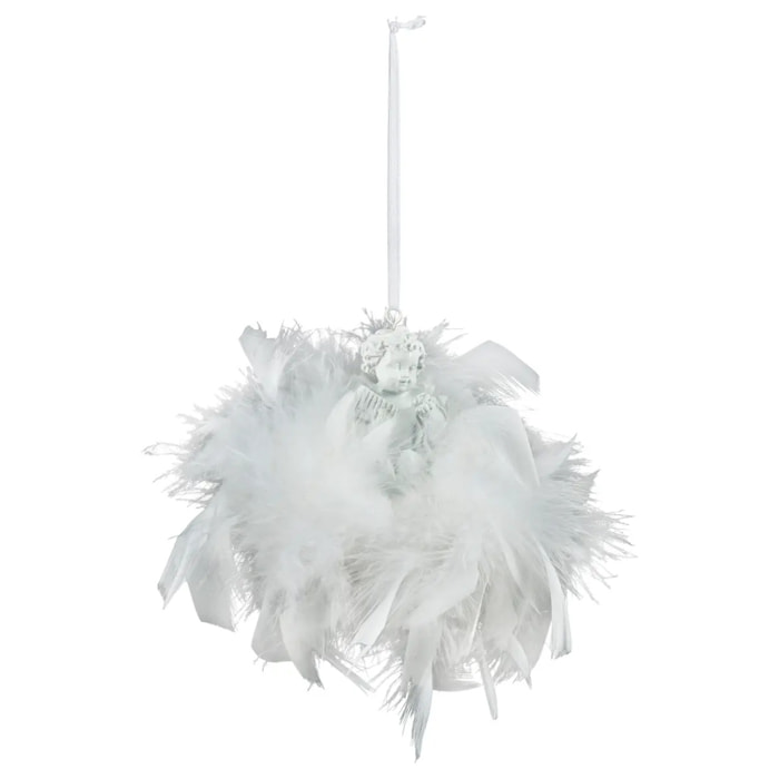 Suspension de noël plumes ange sur couronne