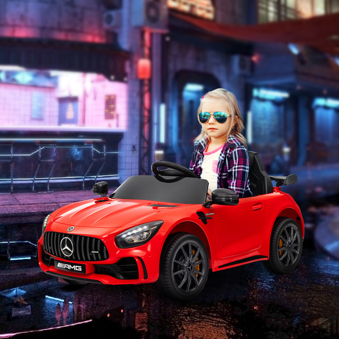 Coche Eléctrico para Niños de +3 Años Mercedes-Benz AMG GTR Carro Eléctrico Infantil con Batería 12V Mando a Distancia Faros Bocina Música y Pantalla Rojo